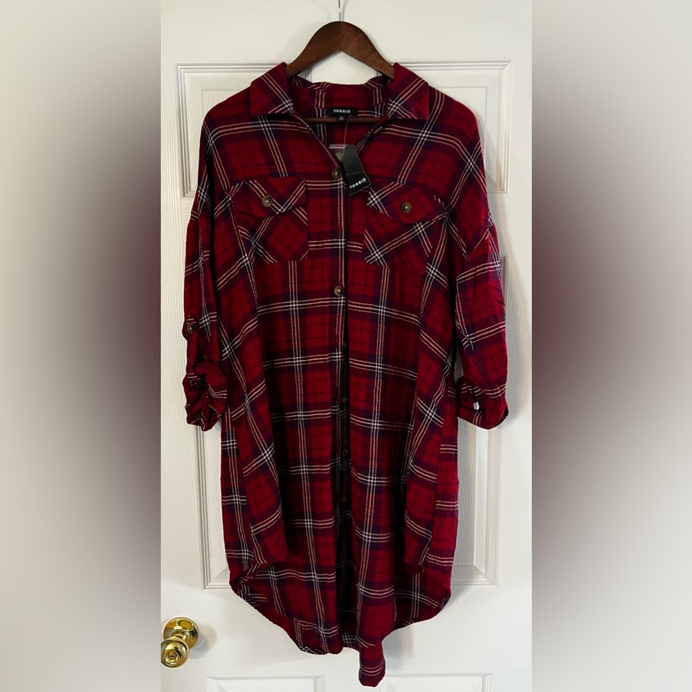 Torrid Red and Black Plaid Shirt